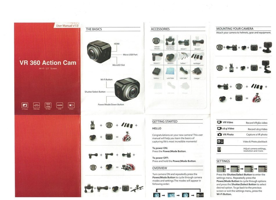 Camera 360 Panorama Sports Camera Video Action Camera 1.5inch Screen Wifi App Control Full HD 1440P 1080P 30FPS... N3