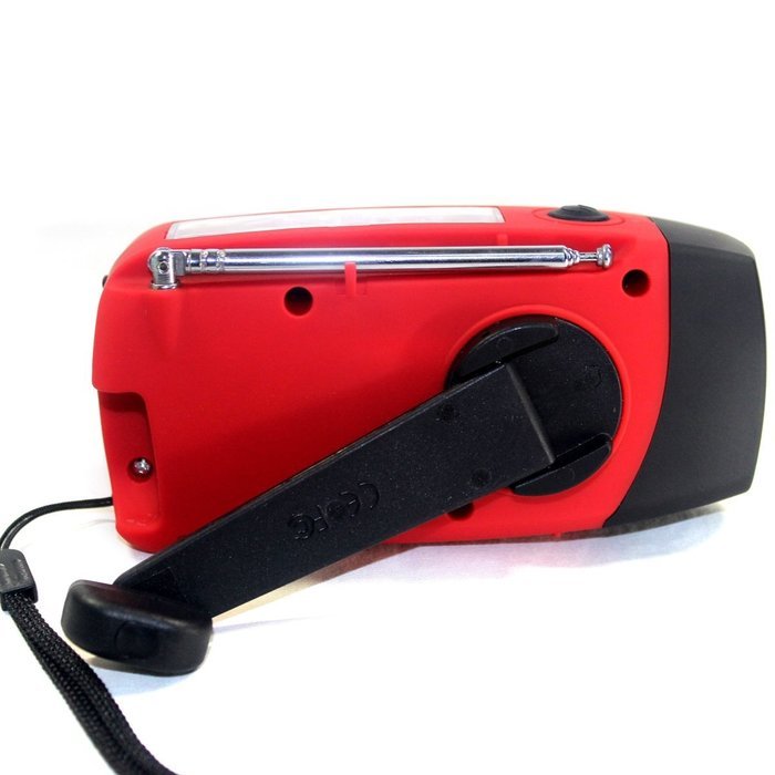 Foxnovo Portable Emergency Solar Powered AMFM Radio 3-LEDs Flashlight Cellphone Charger (Red 1) N11