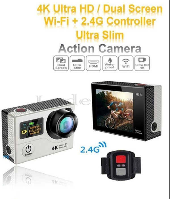 Original Sport camera H3R Remote Control Ultra 4K HD 2.0" Dual Screen Action Camera Waterproof 30m 170D Lens Camera N3