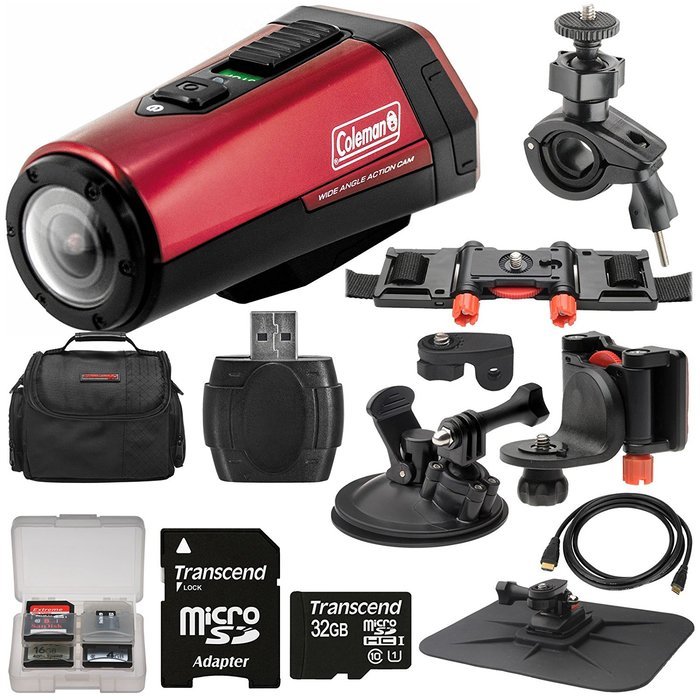 Coleman Aktivsport CX9WP GPS HD Video Action Camera Camcorder (Red) with 32GB Card + Car Suction Cup & Dashboard... N2