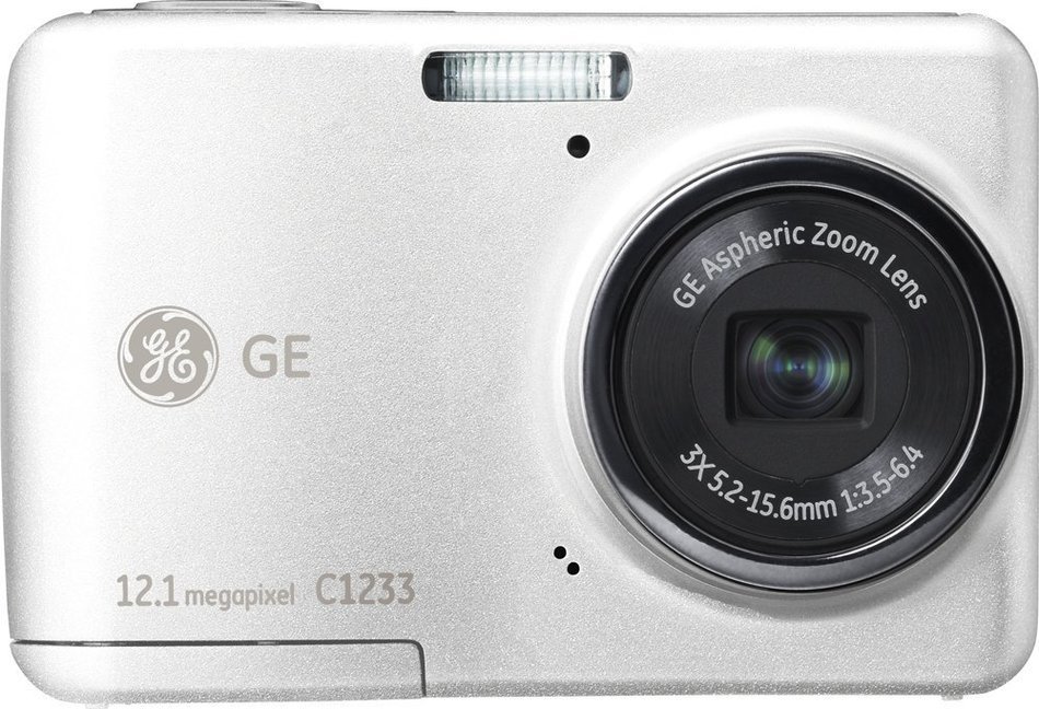 GE C1233 12MP Digital Camera with 3X Optical Zoom and 2.4 Inch LCD with Auto Brightness (White)