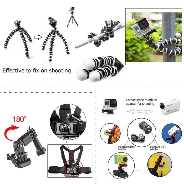 YFY 22-In-1 Basic Outdoor Sports Accessories Kit for GoPro Hero Cameras N5