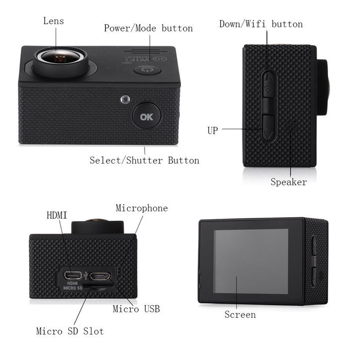 JZHY SJ7000 Action Cam HD Waterproof Wifi Sports Camera 1080p 2.0 Inch LCD 170&iexcl;&atilde; Wide Angle Lens Outdoor Camera... N11