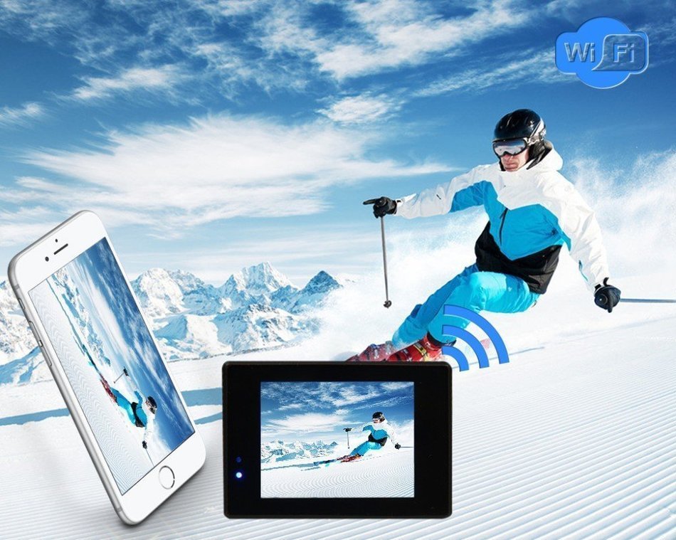 2.7K HD Wifi Sports Action Camera Kit 2.0 Inch LCD and 170 Degree Wide Angle Lens 98-Feet(30-meter) Underwater... N6