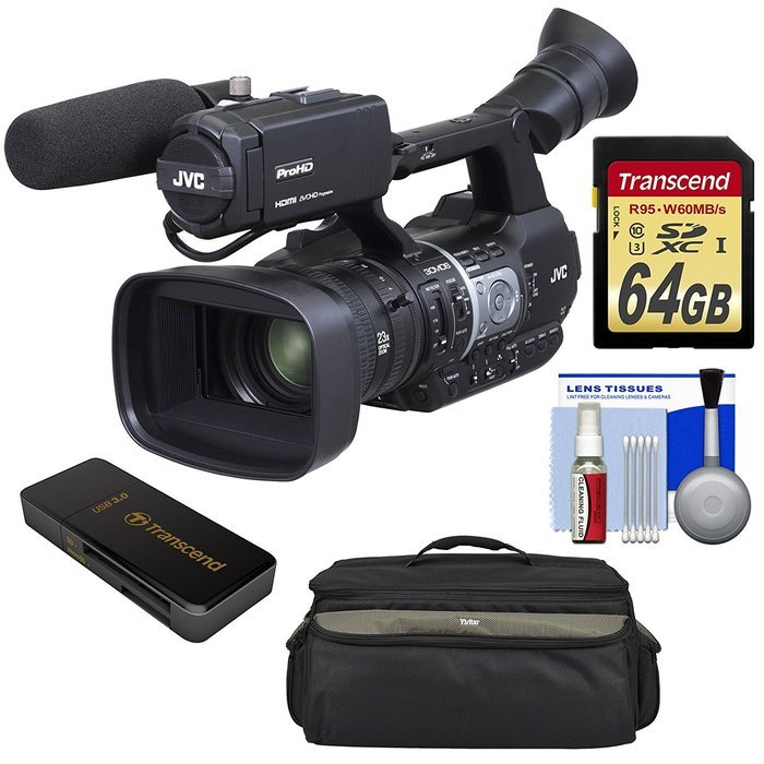 JVC GY-HM620U ProHD Professional Mobile News Camcorder with Microphone + 64GB Card + Case + Reader + Kit N4