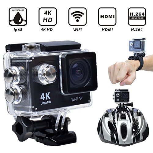 4k 1080P HD Waterproof Wifi Wireless Sports Action Camera with 2 inch LCD Screen- Black N4