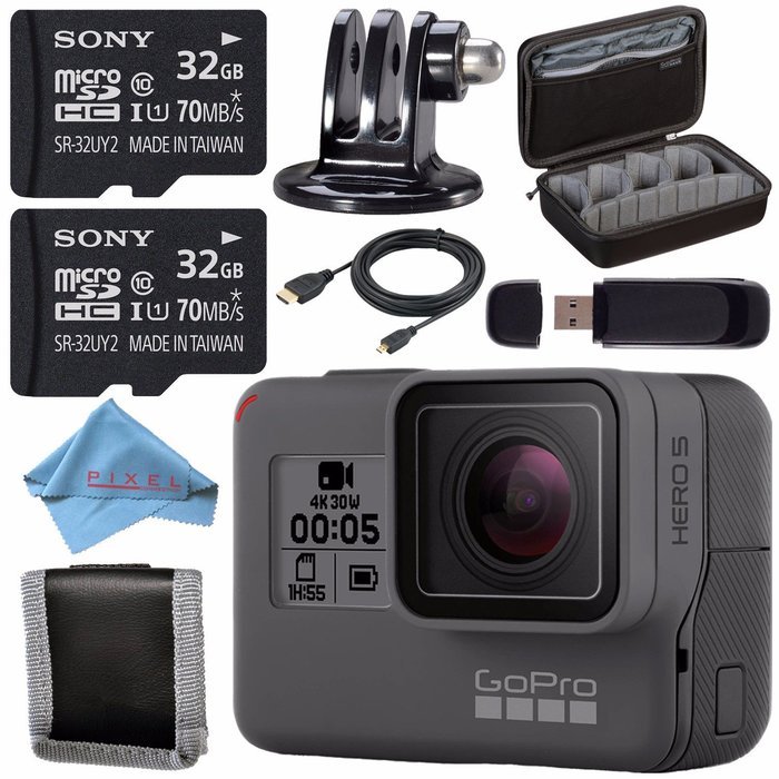 GoPro HERO5 Black CHDHX-501 + Sony 32GB microSDHC Card + Custom GoPro Case for GoPro HERO and GoPro Accessories... N2