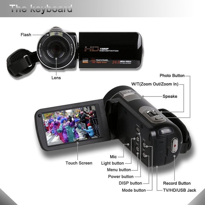 Y-bluesky HDMI 1080p Full HD 24 Mega Pixels Digital Video Camcorder 16X Zoom Camera DV 3.0 TFT LCD Rotation Touchscreen... N9