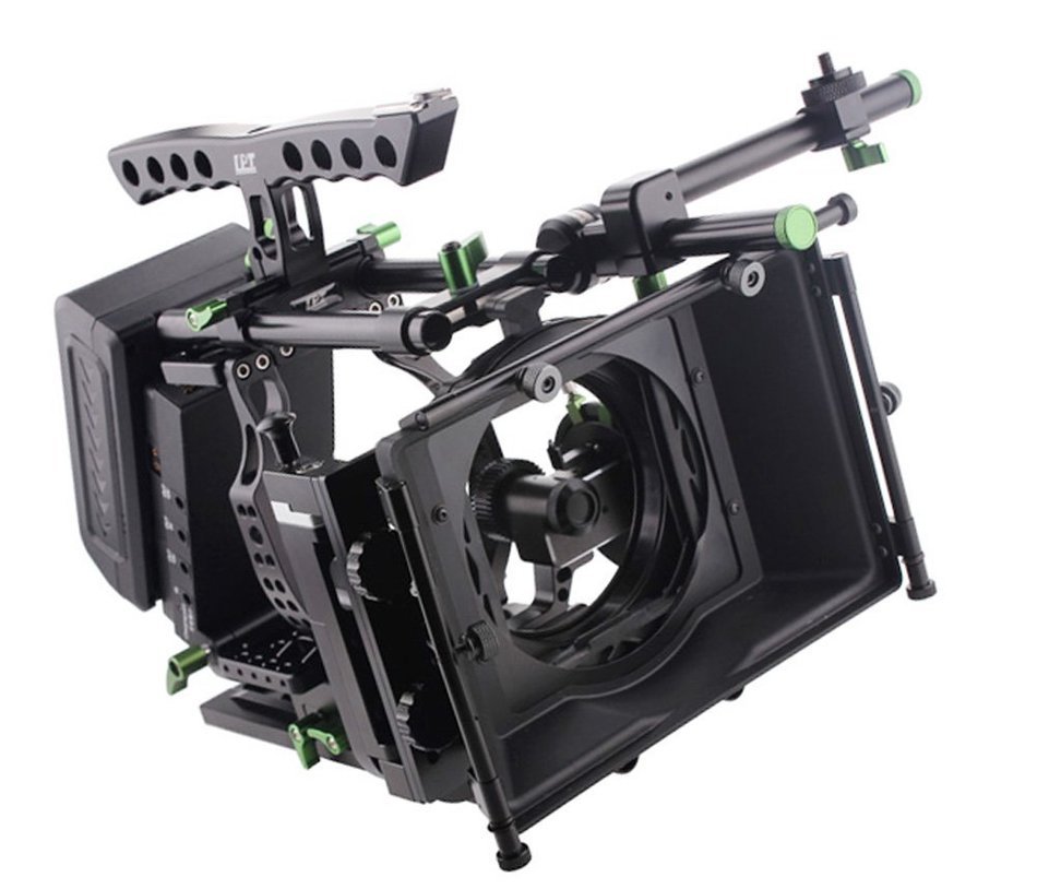 BMCC Cage Rig with 150Wh Li-ion Battery Power Supply and Follow Focus Matte Box for BlackMagic Camera Kit N8