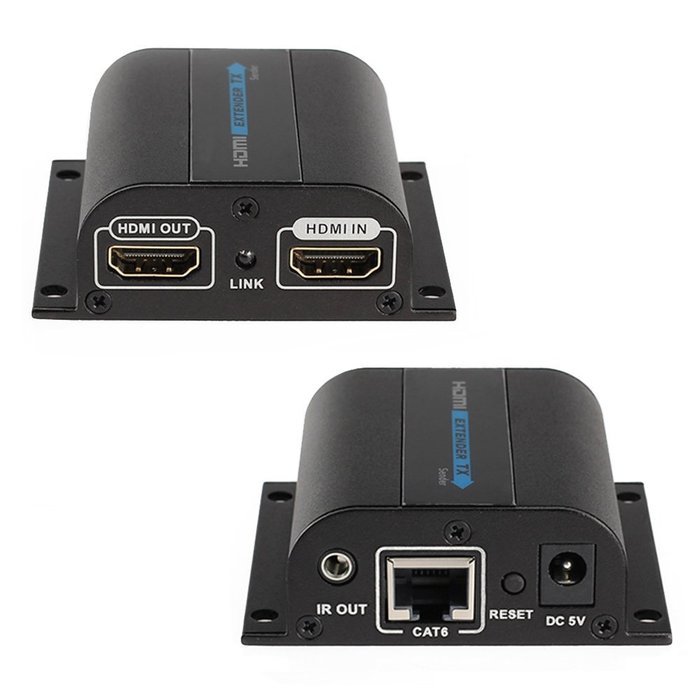 ESYNiC 60m HDMi Ethernet Network Extender 1080P HDMi HDTV Extender with 2 Port HDMI Splitter Loop Over Single... N6