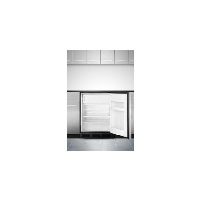 Summit ALB653BSSHV 5.1 cu. ft. Built In Refrigerator with Stainless Steel Door, Black Cabinet and N2