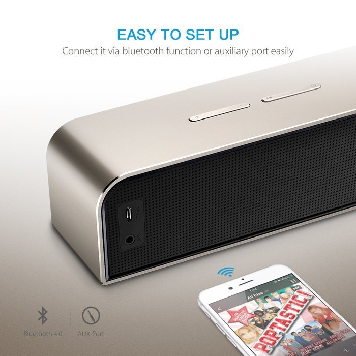 Vtin Royaler Stereo 20W Speaker Dual 10W Drivers, Aluminum Housing, Passive Radiator, Strong Bass for iPhone,...