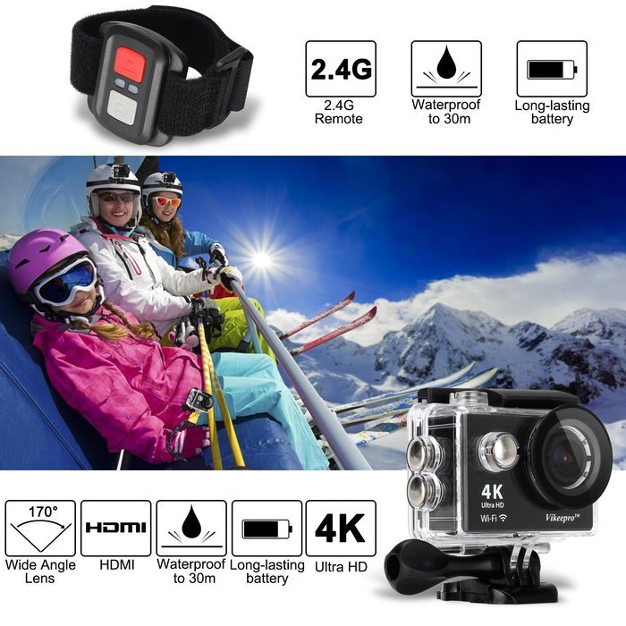 Vikeepro Action Camera 4K Waterproof Sports Camera With 170 Degree Ultra-Wide Angle Lens, Wi-Fi Wrist 2.4G, Wireless... N6