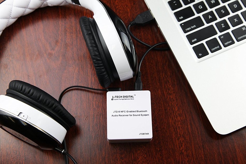 J-Tech Digital JTDBTAR Premium NFC-Enabled Bluetooth Audio Receiver for Sound System N4