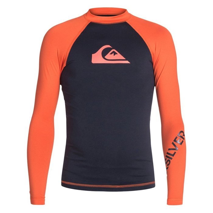 Quiksilver Boys All Time Long-Sleeve Rash Guard Suit, Navy Blazer/Mandarin, Sz. Small_10