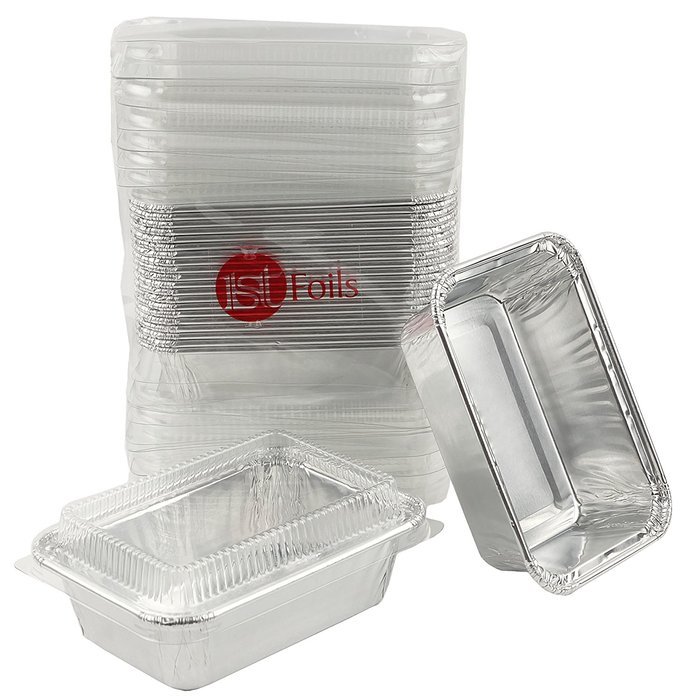 Aluminum Foil Mini-Loaf Bread Bake Pan Small Pan for Baking w/Clear Lid 20 Sets N3