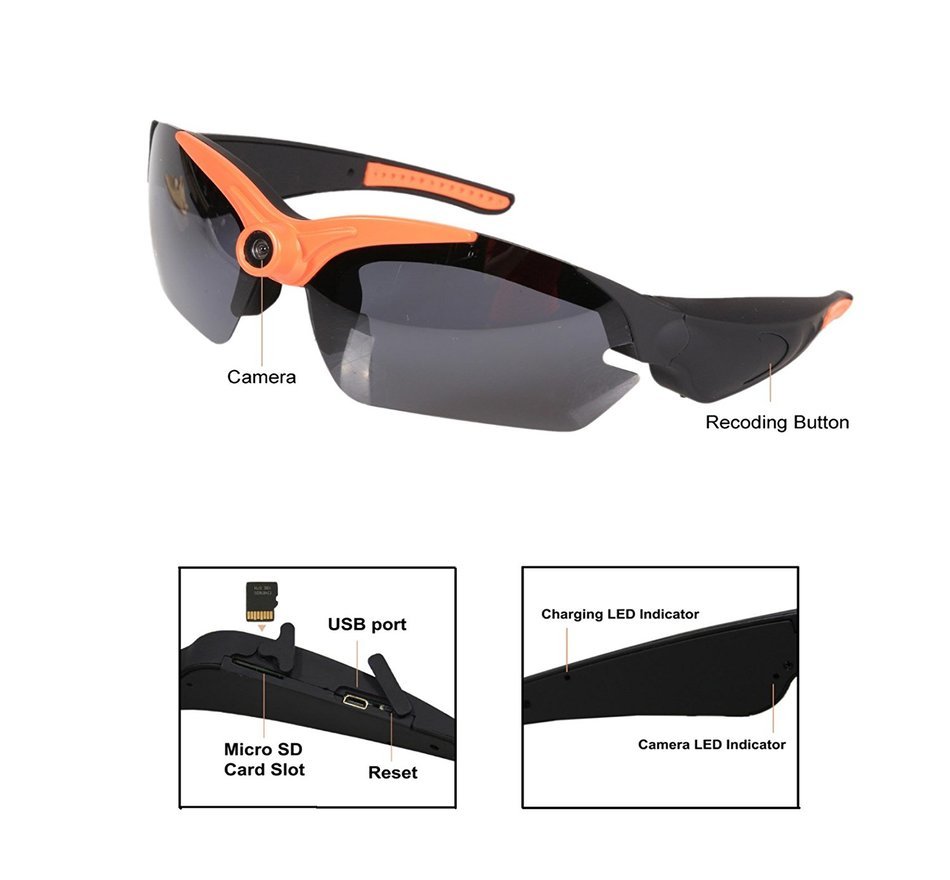 Custos Bluetooth 1080p Video Sun Glasses POV Recording Eyewear & HD DVR Spy Camera - Push Button & Hands Free... N3
