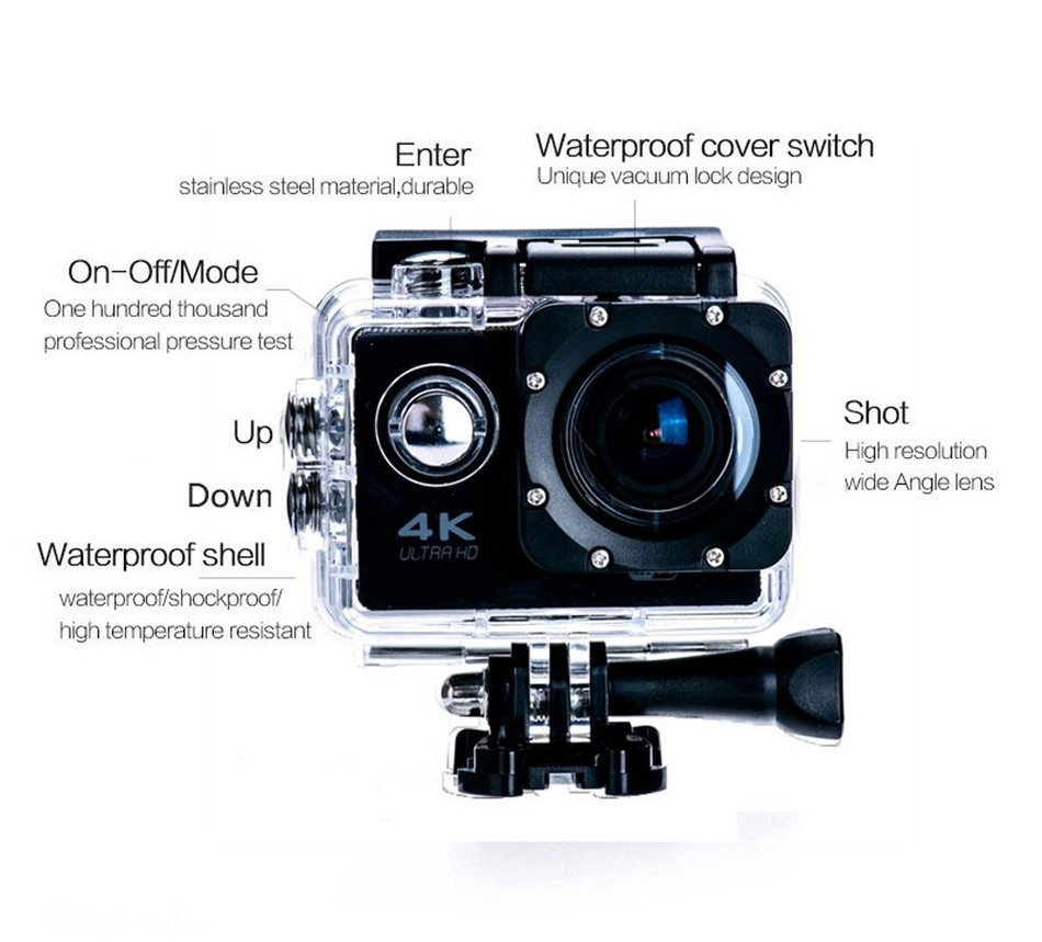 Boblov Ultra 4K Wifi Waterproof Action Camera F60 Sport Extreme Mini Helmet Cam Recorder Marine Diving 2.0 Lcd... N8