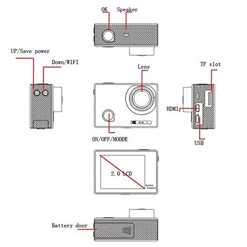 SOOCOO C50 4K HD 2 inch LCD Screen 12MP WiFi Sport Action Camera Camcorder with Waterproof Case, 170 Degrees Wide... N6