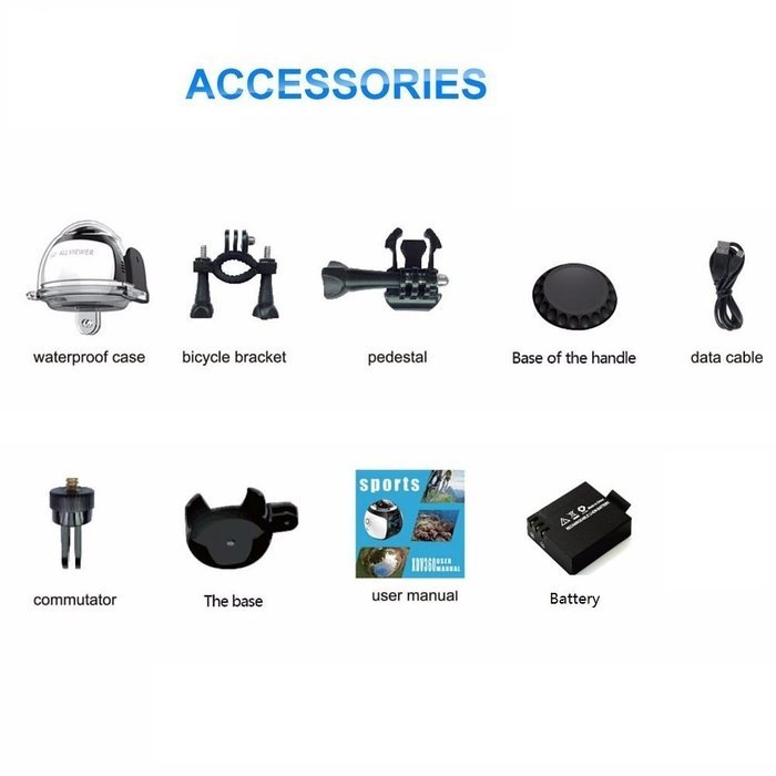 Excelvan V1 Waterproof WIFI 3K 30FPS 16MP Sport Action Camera 360 Degree Ultra HDMI HD Output Mini Panoramic Video... N13
