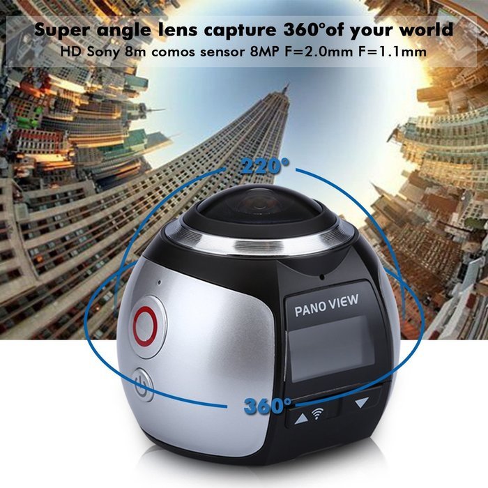 Excelvan V1 Waterproof WIFI 3K 30FPS 16MP Sport Action Camera 360 Degree Ultra HDMI HD Output Mini Panoramic Video... N16