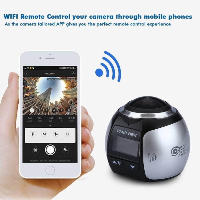 Excelvan V1 Waterproof WIFI 3K 30FPS 16MP Sport Action Camera 360 Degree Ultra HDMI HD Output Mini Panoramic Video... N17