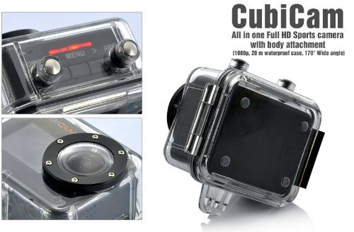 Cubicam 1080p HD camcorders- 5MP, 20m Waterproof Digital Sports Camera with Body Strap & Mount Accessory Kit N5