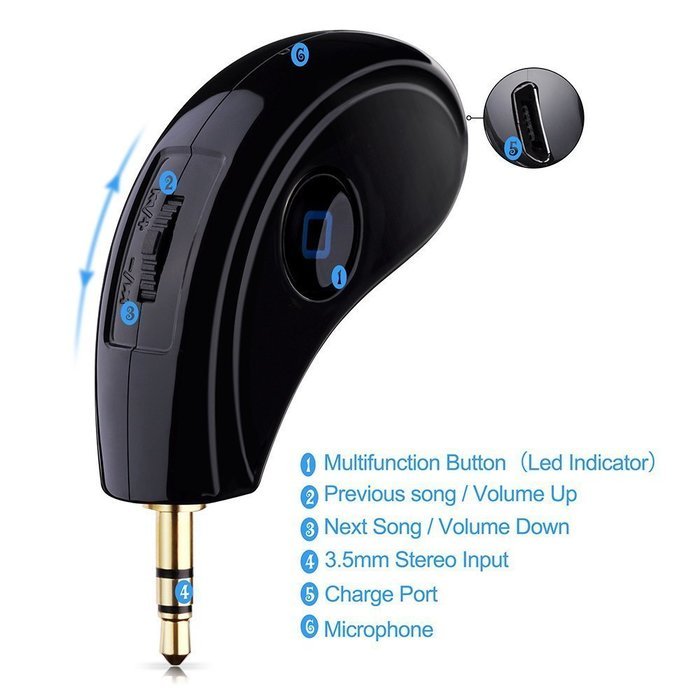 Enegg Universal Wireless Bluetooth CSR 4.0 Car Stereo Audio Adapter Receiver with 3.5mm Aux Input Jack for Hands... N7