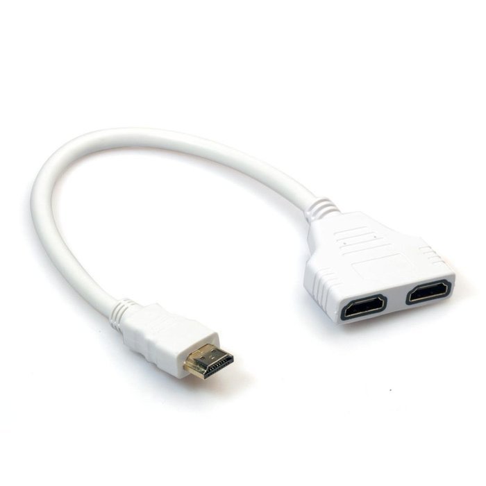 GBSELL HDMI 1 to 2 Split Double Signal Adapter Convert Cable for Video TV HDTV White N2