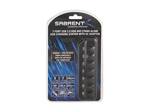 SABRENT 7-port USB 2.0 Hub and Stand-Alone USB Charging Station with AC Adaptor / USB-H7PS /