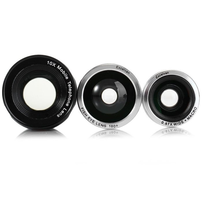 LiKee Excelvan Wide Angle Macro Telephoto 4-in-1 Universal Cat Clamp Fish Eye for iPhone iPad Samsung and Most... N5