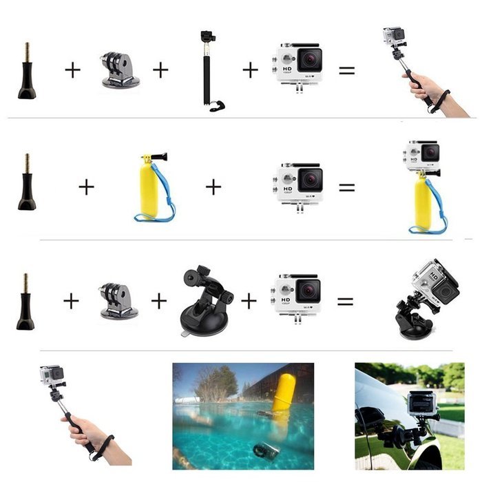 Tekcam Basic 5-in-1 Accessories Bundles Kits for Waterproof Action Sports Outdoor Camera N5
