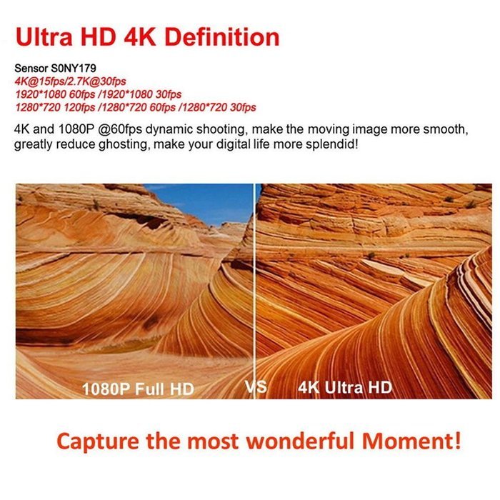 Boblov Ultra 4K Wifi Waterproof Action Camera F60 Sport Extreme Mini Helmet Cam Recorder Marine Diving 2.0 Lcd... N9