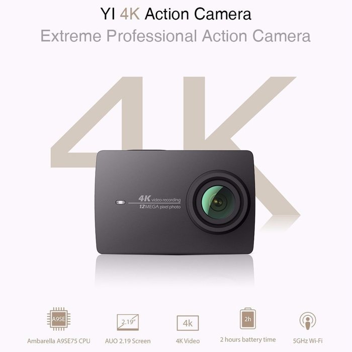 PULUZ Original YI II 4K Professional Portable Sport Action Camera, 2.19 inch Screen 12MP 155 Degrees Wide Angle... N14