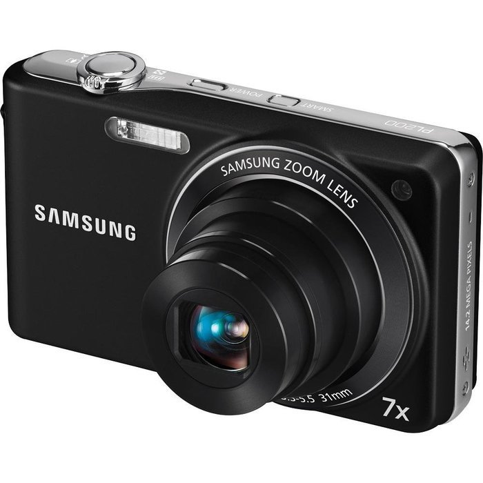 Samsung PL200 - Digital camera - compact - 14.2 Mpix - optical zoom: 7 x - supported memory: SD, SDHC - black N2