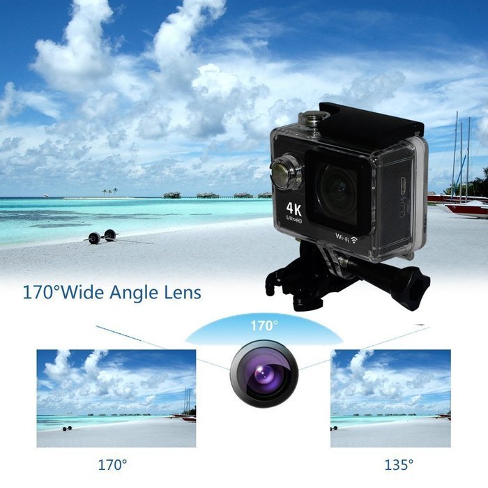 TURNMEON WIFI Action Sports Camera 170&deg;Degree Ultra-Wide Angle Lens 4K Ultra HD 30-Meter Waterproof Diving DV... N8