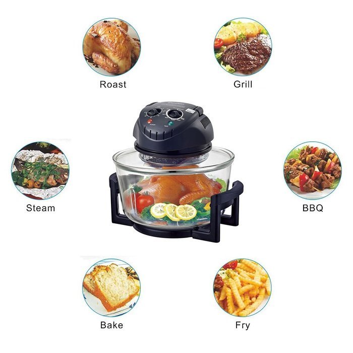 Excelvan 12 Quart 1200W Halogen Rack Tabletop Convection Countertop Cooking Toaster Oven,White N11