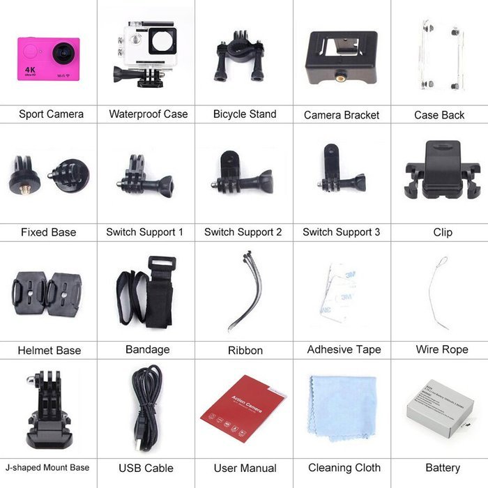Andoer 2.0inch Wifi 4K HD Ultra Full 30M Waterproof 1080p 60fps 12MP Sports Action Camera DV 170&deg; Wide Angel Lens N17