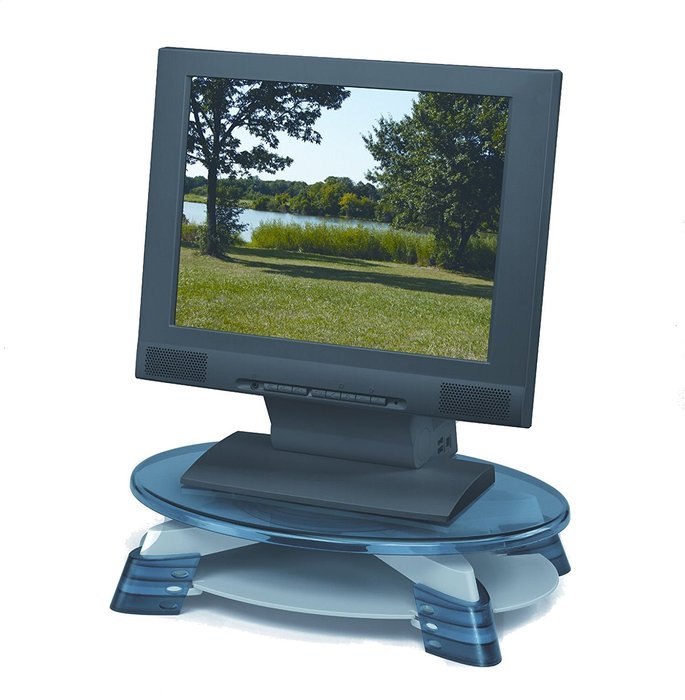 Fellowes(R) LCD Monitor Riser, Translucent Graphite Top With Platinum Base