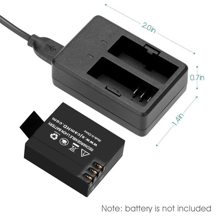 SJCAM Camera Battery Charger Dual-slot with Micro USB Cable for SJ4000 SJ5000 SJ5000+ SJ5000X SJ6000 SJ7000 M10... N3
