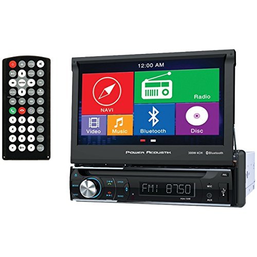 POWER ACOUSTIK PDN-726B 7" Single-DIN In-Dash GPS Navigation Motorized LCD Touchscreen DVD...