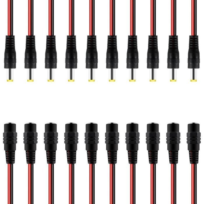Boundto&reg; new 10pack 10 inch(30cm)2.1 x 5.5mm DC Power Pigtail MALE+2.1 x 5.5mm DC Power Pigtail Female N3
