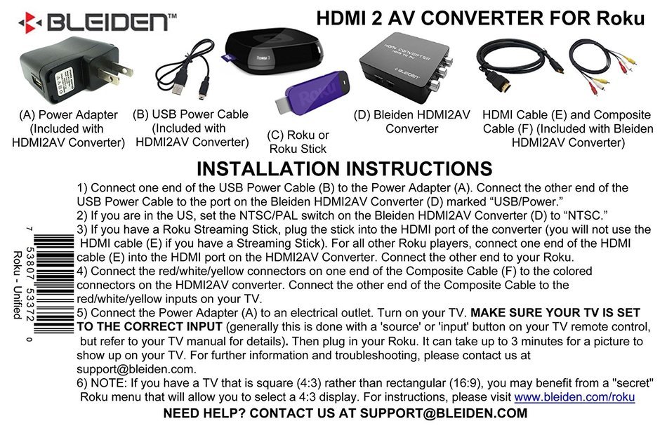 HDMI to 3RCA Composite AV Converter for Roku [Roku 2, Roku 3, Roku 4, Roku Express, Roku Ultra, Roku Premiere,...