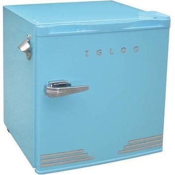 Blue Igloo 1.6 Cu Ft Retro Compact Refrigerator with Side Bottle Opener