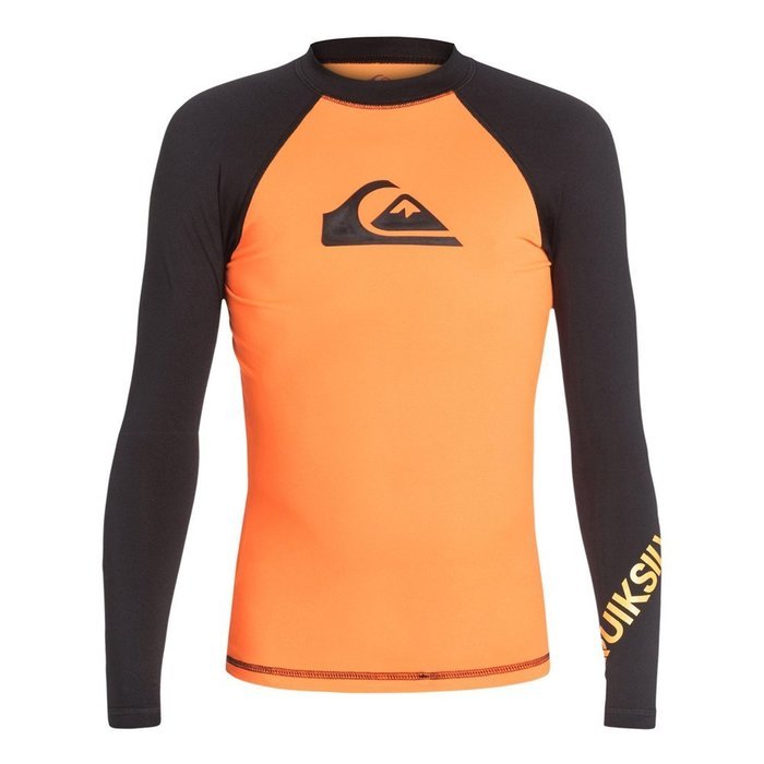 Quiksilver Boys All Time Long-Sleeve Rash Guard Suit, Navy Blazer/Mandarin, Sz. Small_10 N3