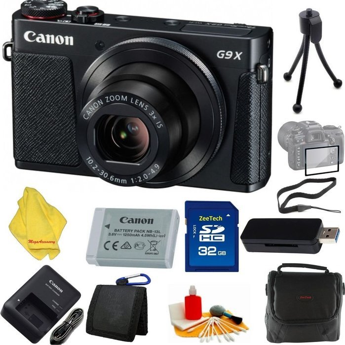 Canon PowerShot G9 X Digital Camera with 3x Optical Zoom, Built-in Wi-Fi and 3 inch LCD (Black)+ Case+32 GB Card...