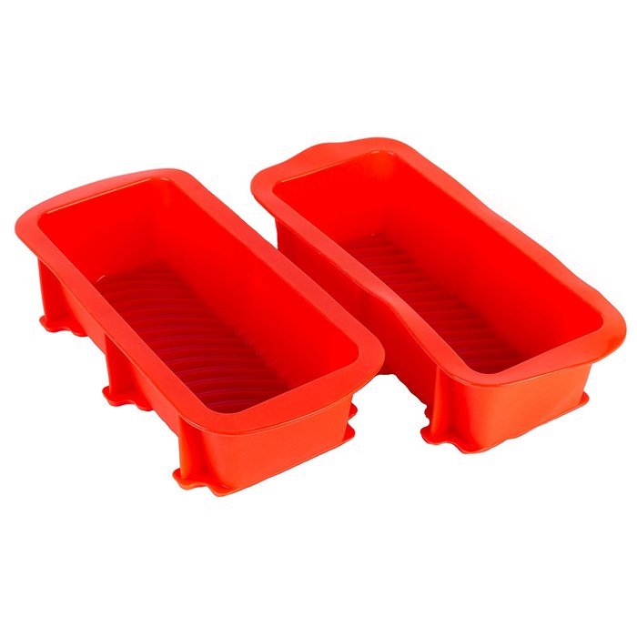 Tosnail 10.5" x 5" x 2.5" Nonstick Silicone Bread and Loaf Pan - Set of 2 Red N3