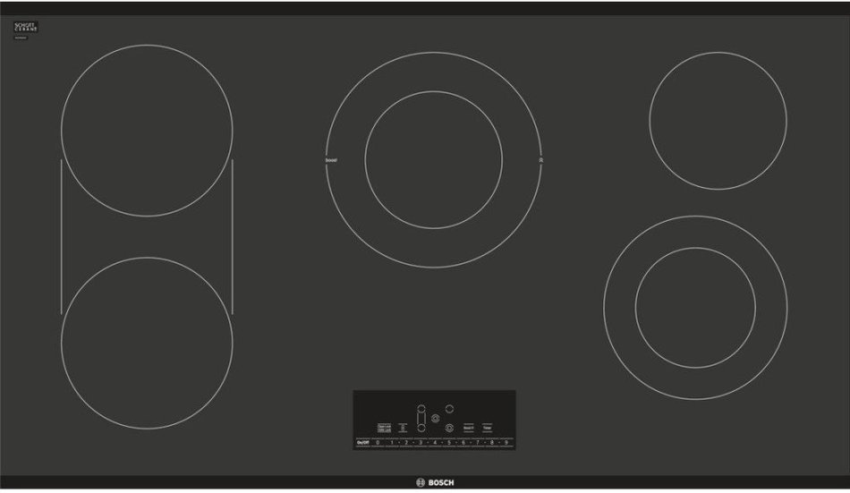 Bosch NET8668UC 37" 800 Series Electric Cooktop with 5 Elements, Smoothtop Style, ADA Compliant, in Black