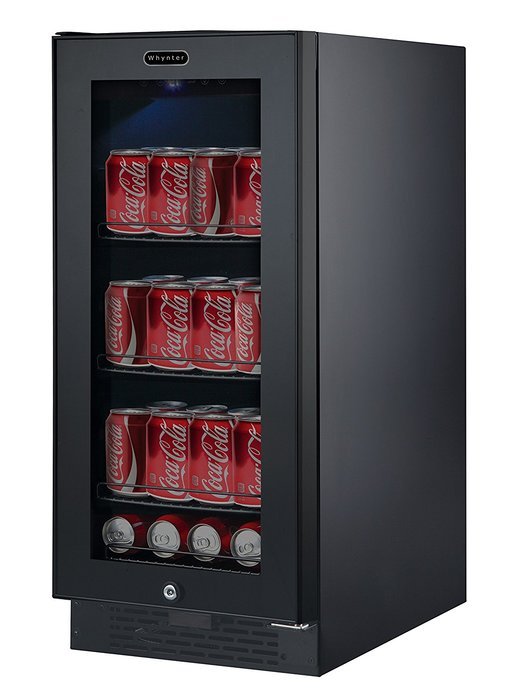 Whynter BBR-801BG Built-in Glass 80-Can Capacity Beverage Refrigerator, 3.4 cu. ft., Black N3