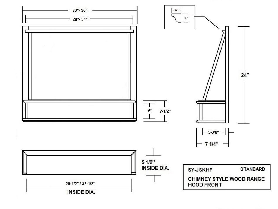 Shaker Style Hood Front, 30 x 30, Maple - by Castlewood N2